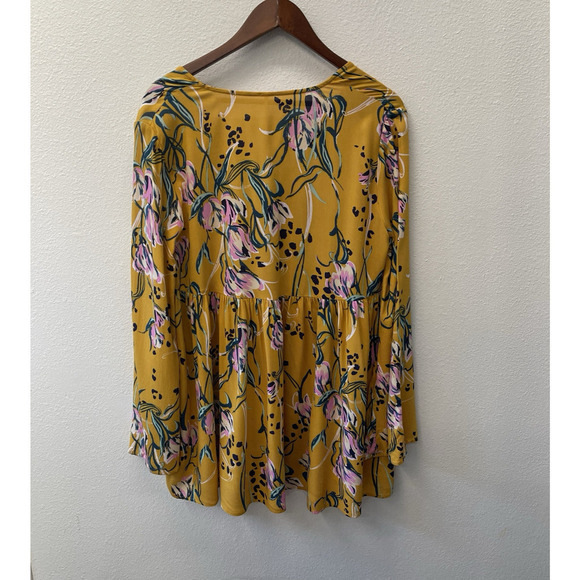 Free People Bella Tunic Blouse Top Womens Size S Yellow Floral Flowy Boho NWT - Picture 3 of 9